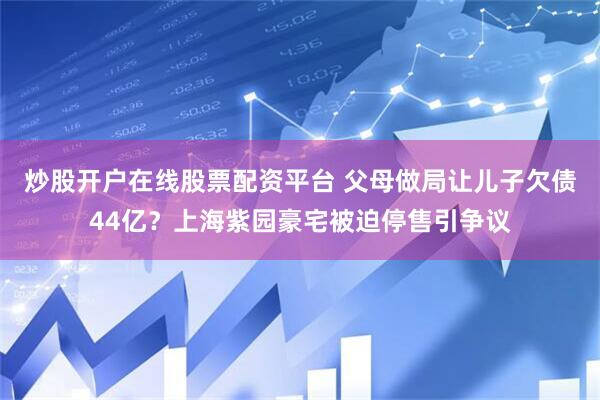 炒股开户在线股票配资平台 父母做局让儿子欠债44亿？上海紫园豪宅被迫停售引争议